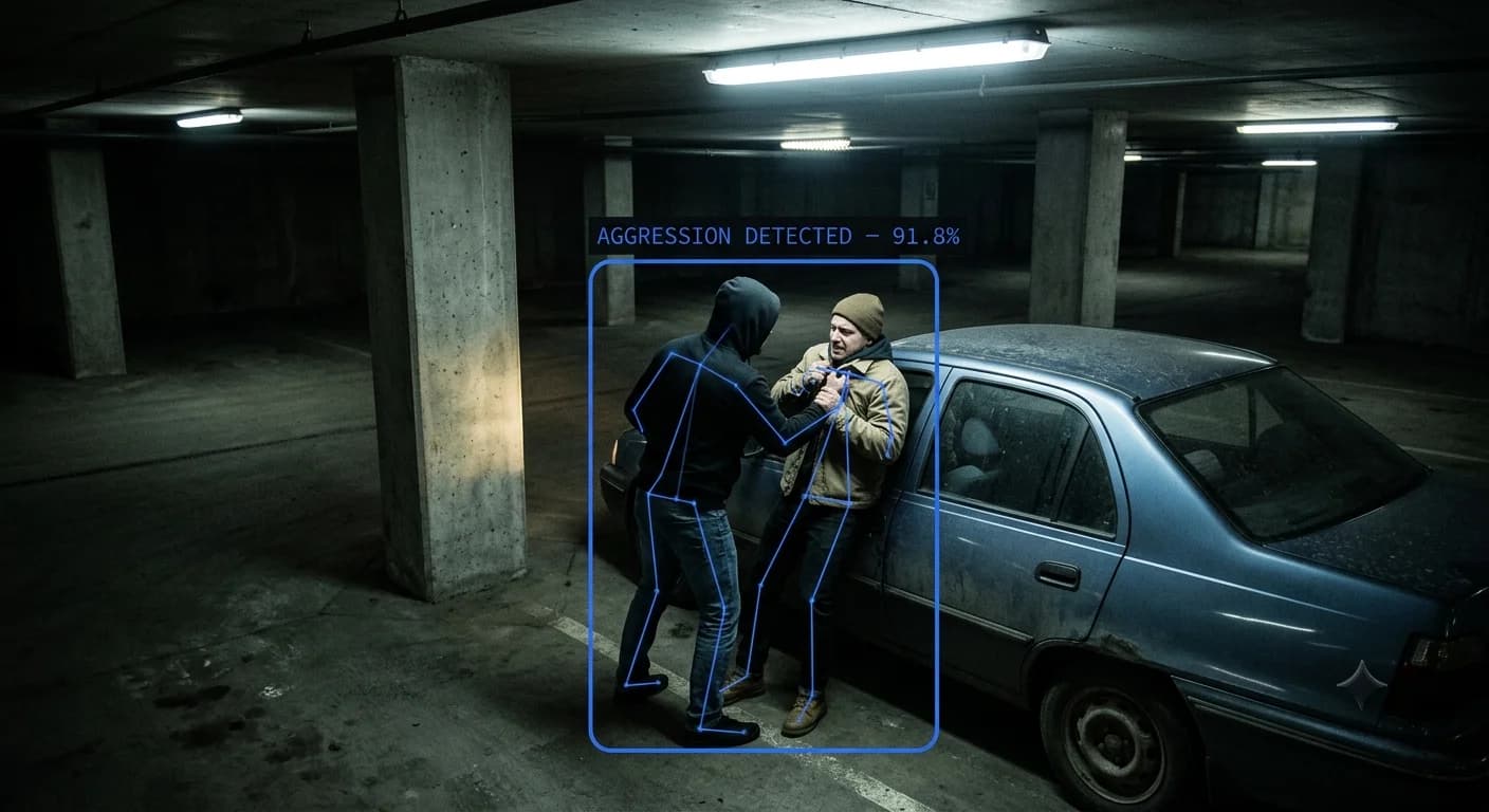 An aggressive confrontation flagged in a parking garage
