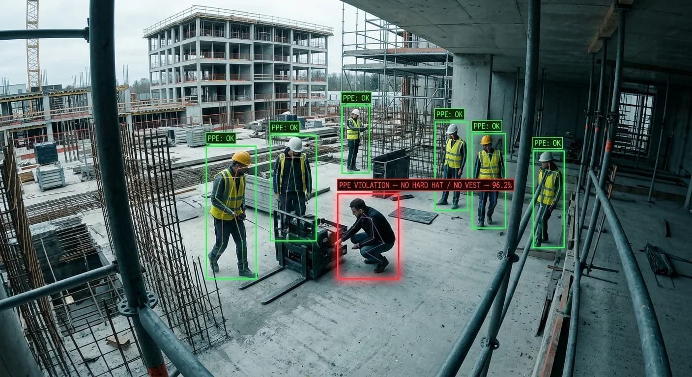 Workers on a building site sorted by whether they wear hard hats