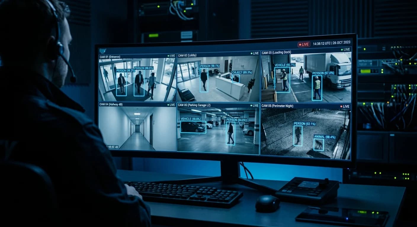 A support engineer watching live system screens